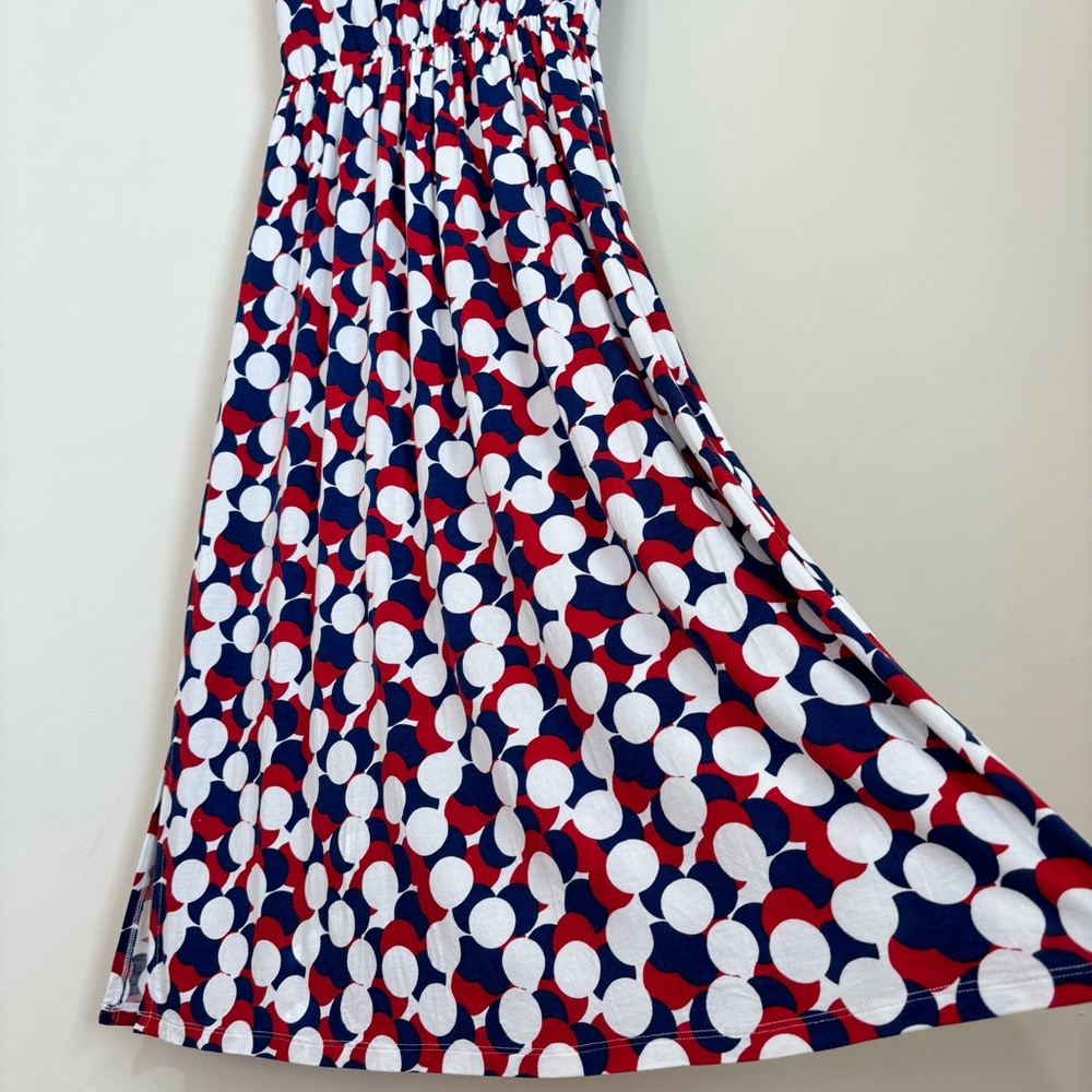 Modcloth short sleeve red navy white bold polka dots wrap V-neck pull over dress - Picture 11 of 16